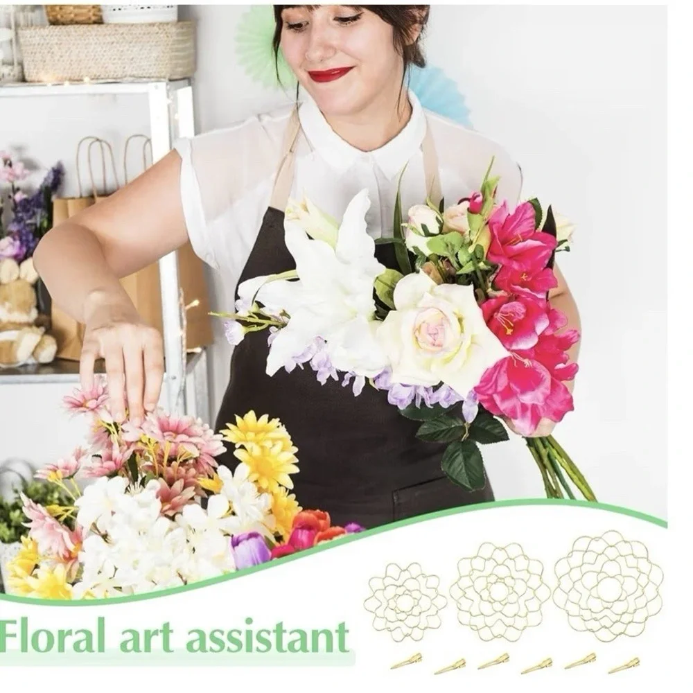 Flower Arranger‎ Holder, Floral Arrangement Holder Bouquet Twister Reusable Gold